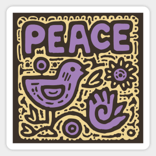 Groovy Peace and Love | 70s Hippie Graphic Magnet